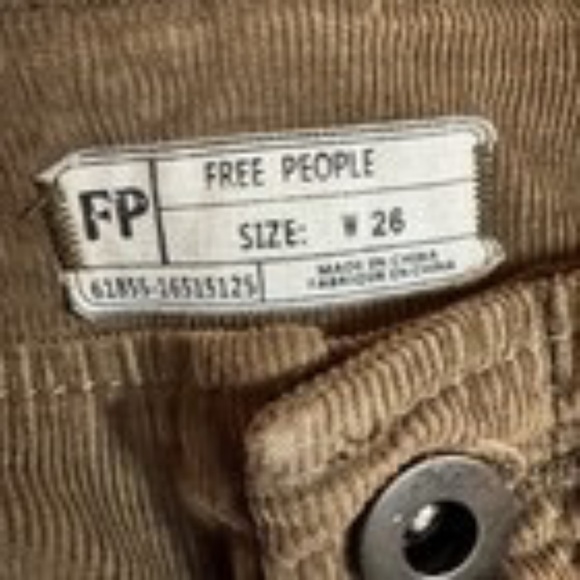 Free People Flare Bell Bottom Lightweight Brown Corduroy Pants Size 26 - Picture 3 of 3